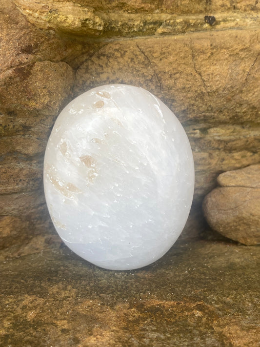 Scolecite Palm Stone for Deep Inner Peace, Meditation & Lucid Dreaming