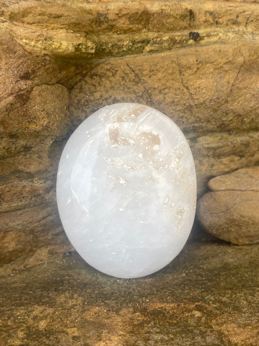 Scolecite Palm Stone for Deep Inner Peace, Meditation & Lucid Dreaming