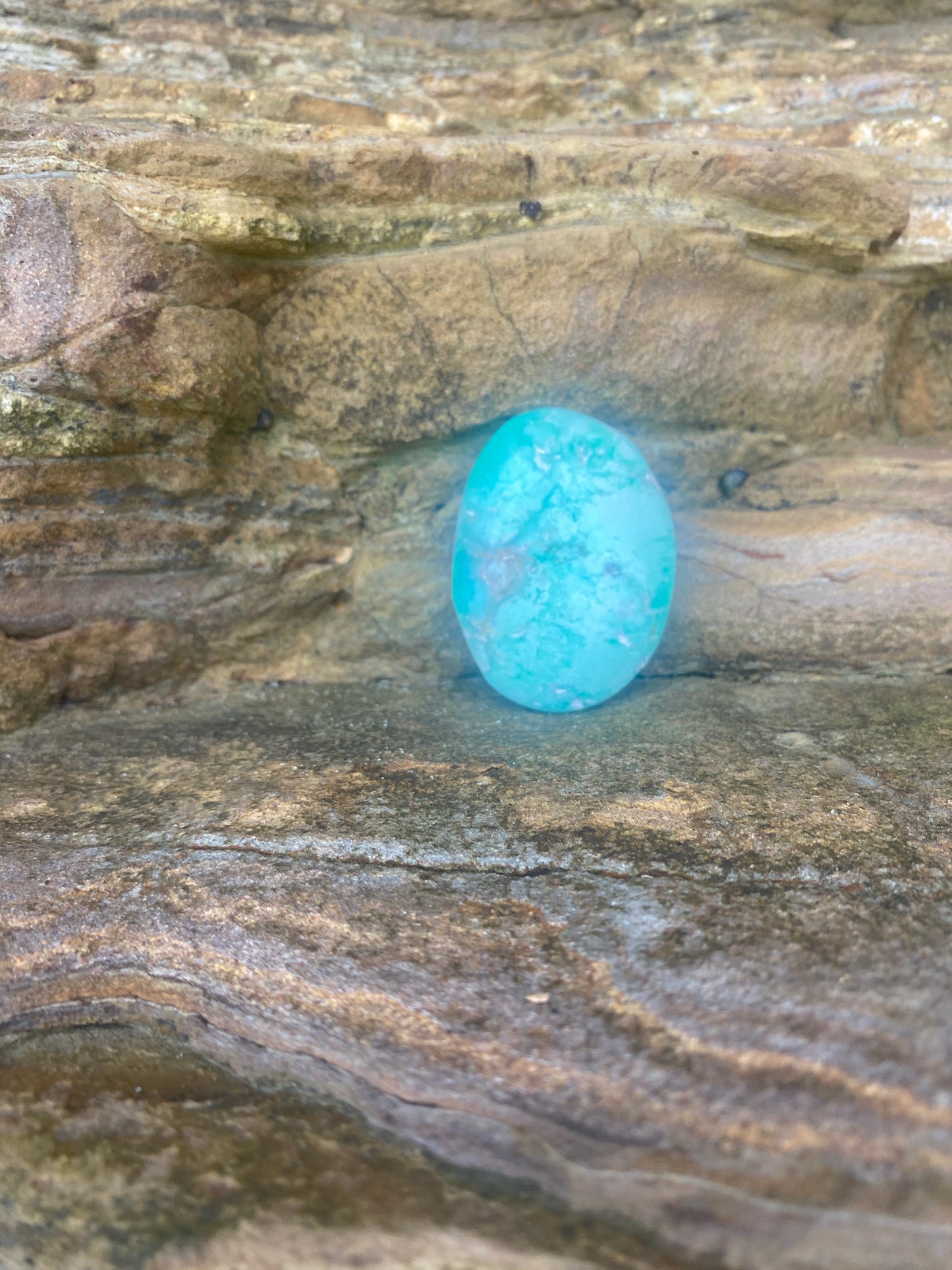 Brazilian Chrysoprase Palm Stone for Healing Heart Center & Maintaining Youth