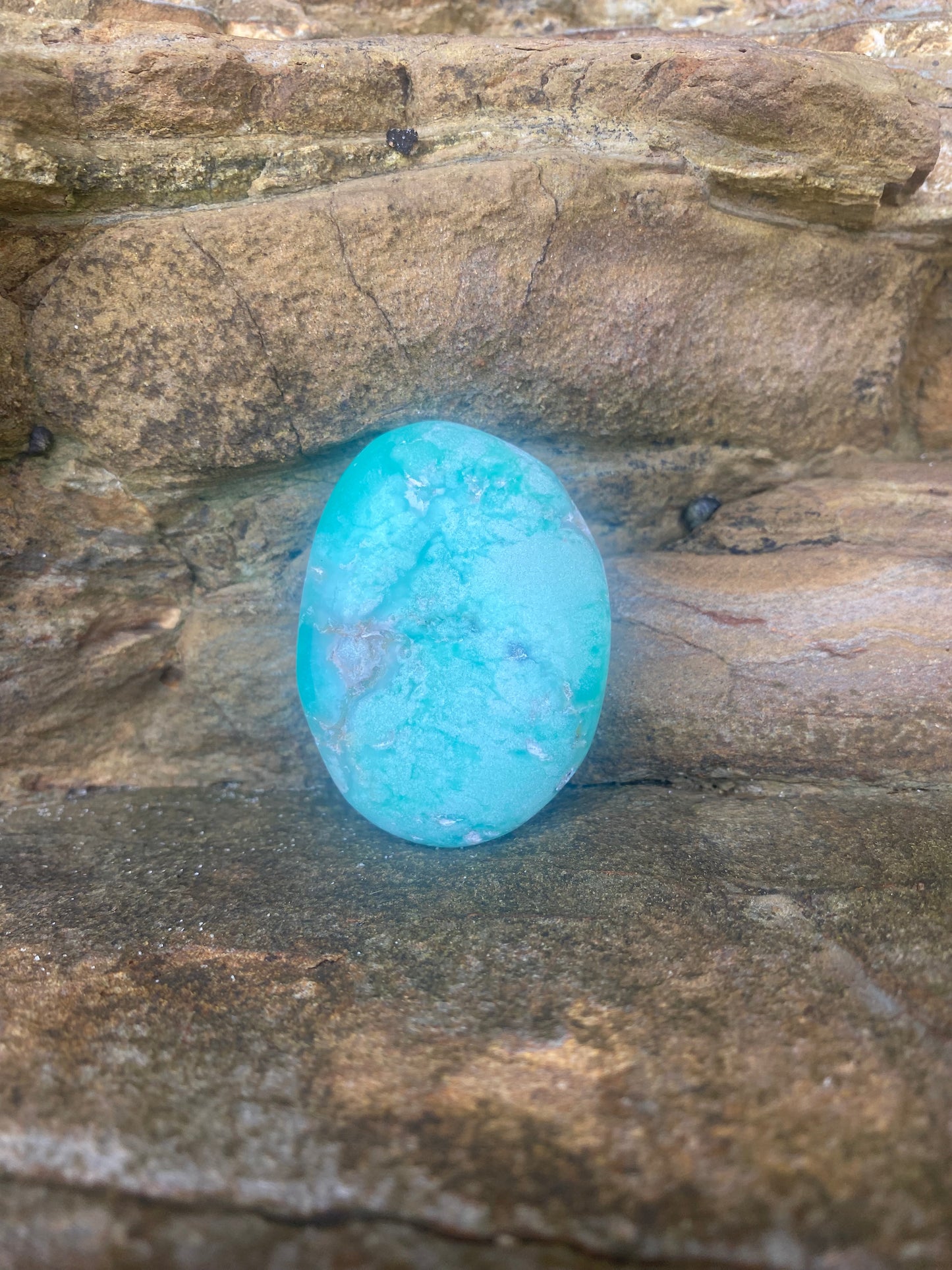 Brazilian Chrysoprase Palm Stone for Healing Heart Center & Maintaining Youth