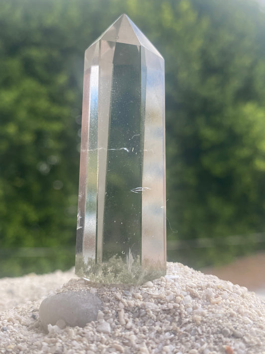 Brazilian Quartz Generator Crystal Point with Mineral Inclusions