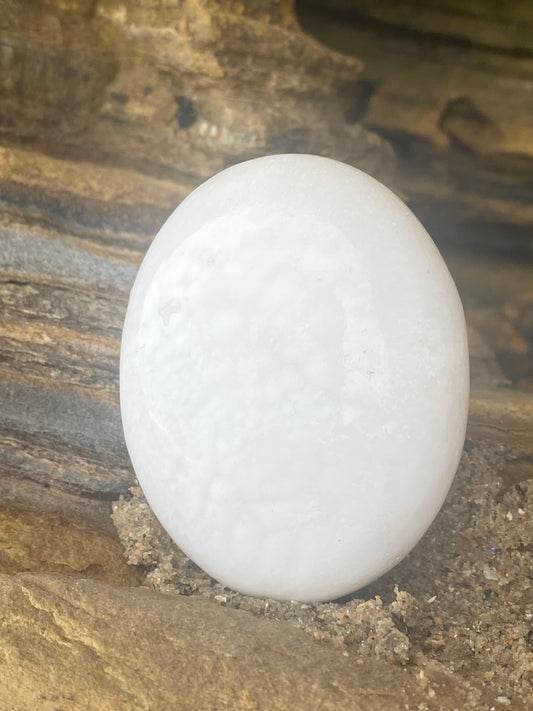 Scolecite Palm Stone for Deep Inner Peace, Meditation & Lucid Dreaming