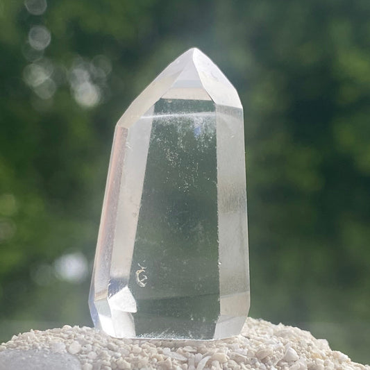 Brazilian Quartz Channeling Crystal Point with Mineral Inclusions
