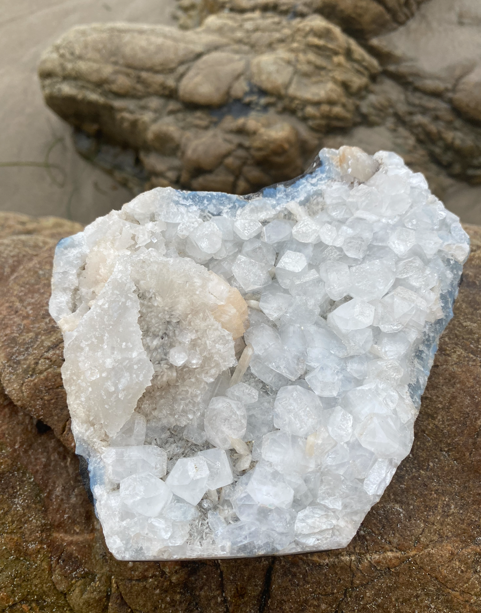 Apophyllite Geode with Stilbite for Connecting With Angelic & Interdimensional Beings