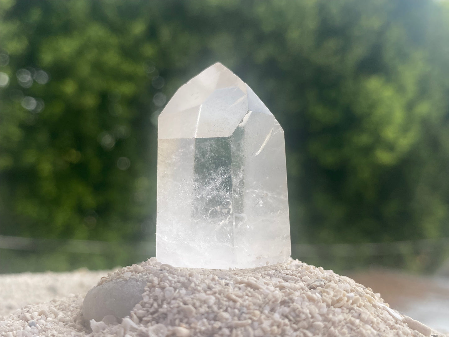 Brazilian Quartz Channeling Crystal Point with Rainbow Inclusions