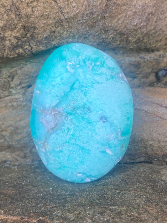 Brazilian Chrysoprase Palm Stone for Healing Heart Center & Maintaining Youth