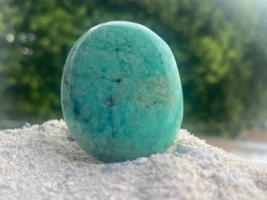 Brazilian Chrysoprase Palm Stone for Healing Heart Center & Maintaining Youth