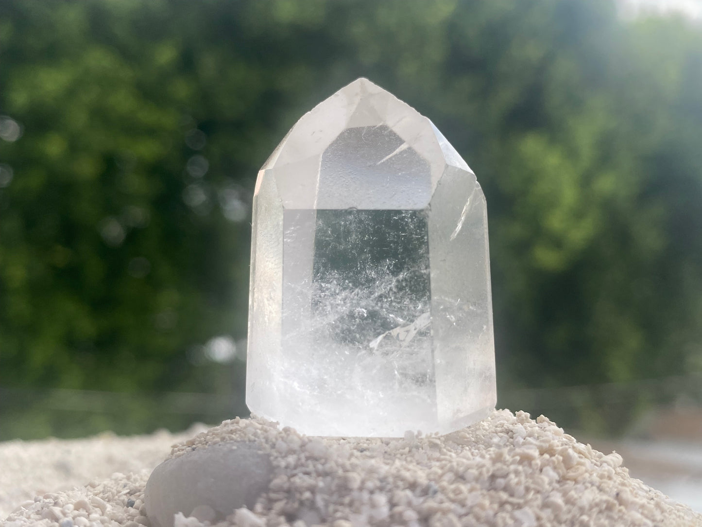 Brazilian Quartz Channeling Crystal Point with Rainbow Inclusions