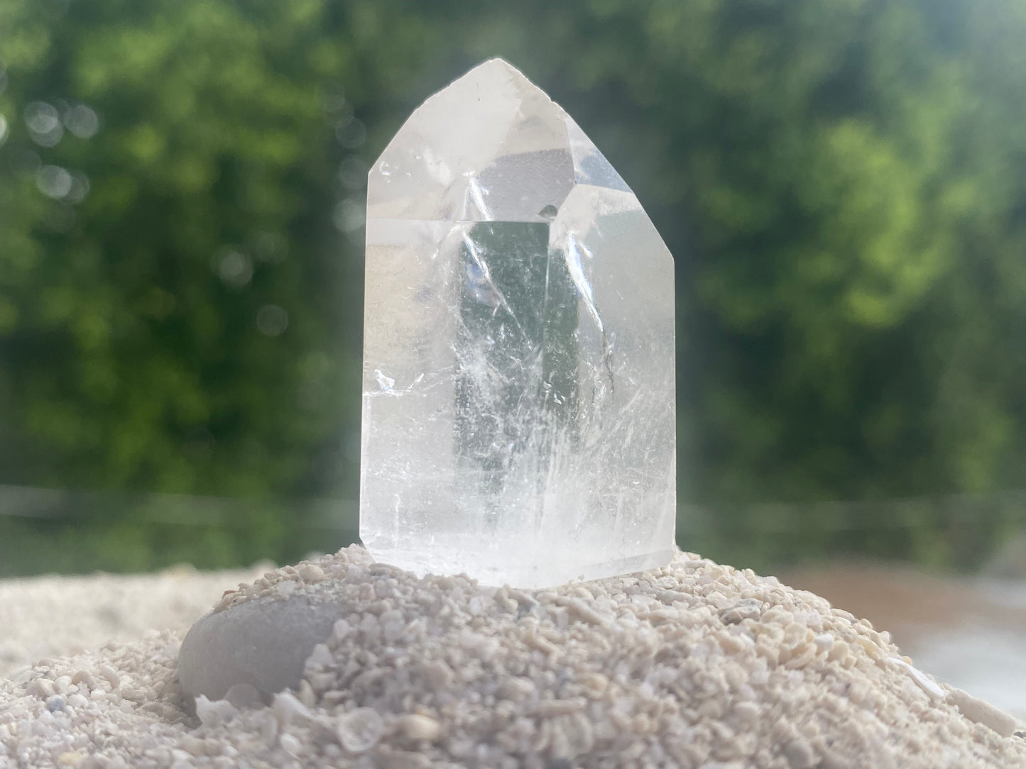 Brazilian Quartz Channeling Crystal Point with Rainbow Inclusions