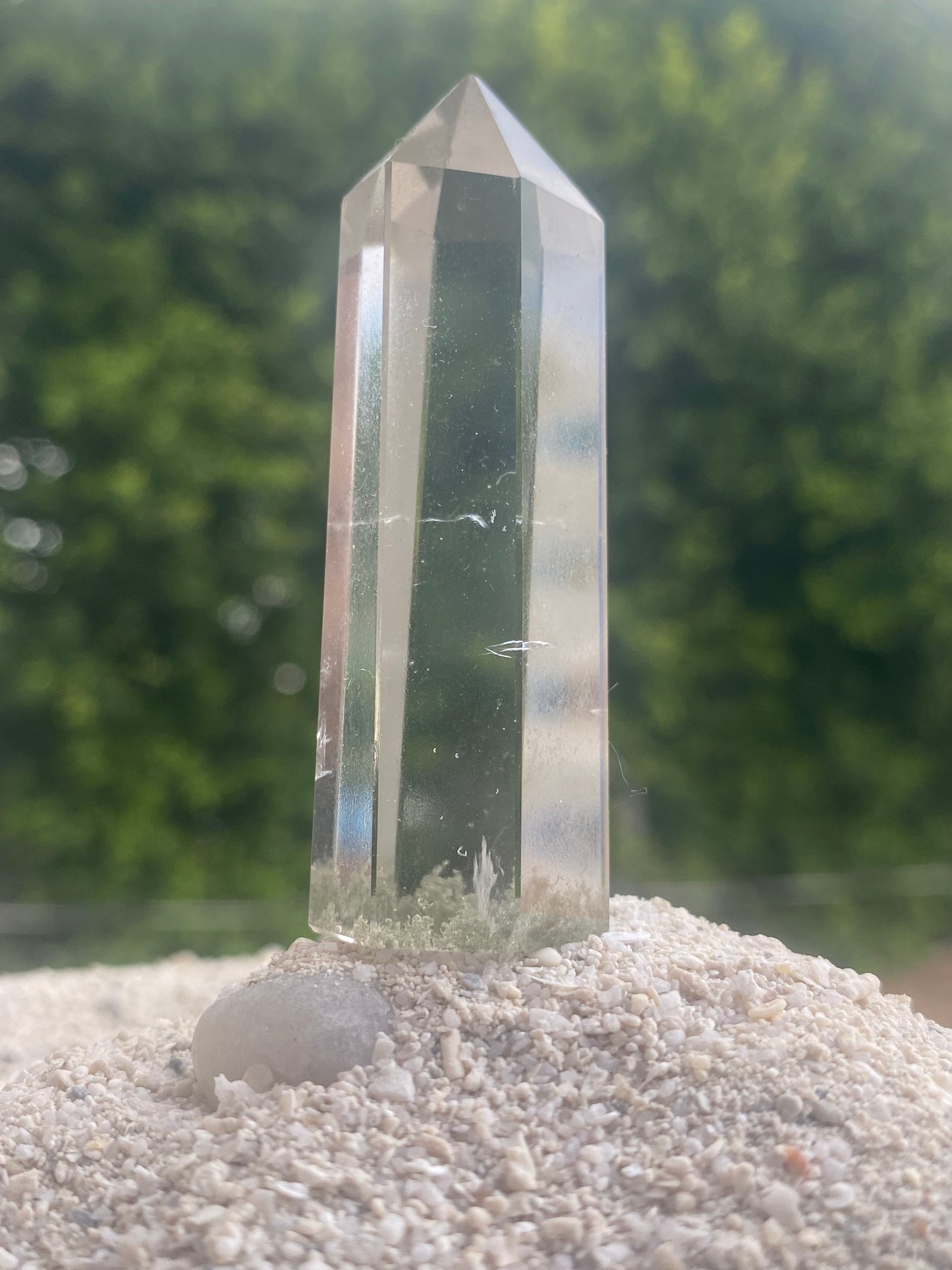 Brazilian Quartz Generator Crystal Point with Mineral Inclusions