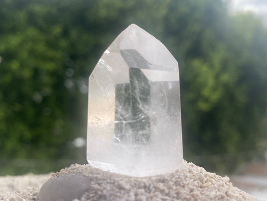 Brazilian Quartz Channeling Crystal Point with Rainbow Inclusions