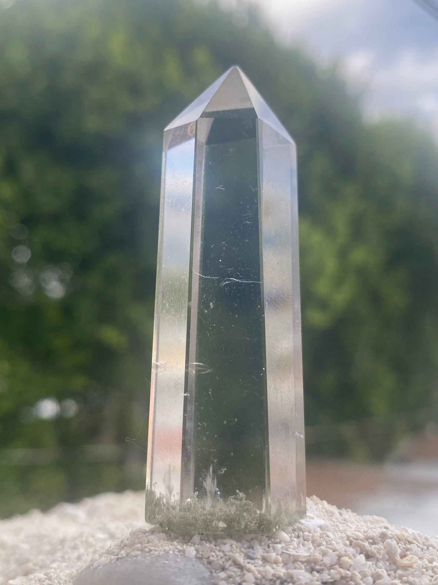 Brazilian Quartz Generator Crystal Point with Mineral Inclusions