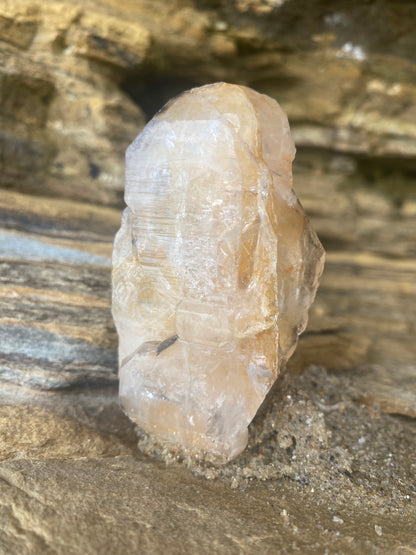 Golden Tabular Tibetan Quartz Master Warrior Crystal w/Digital Guidebook