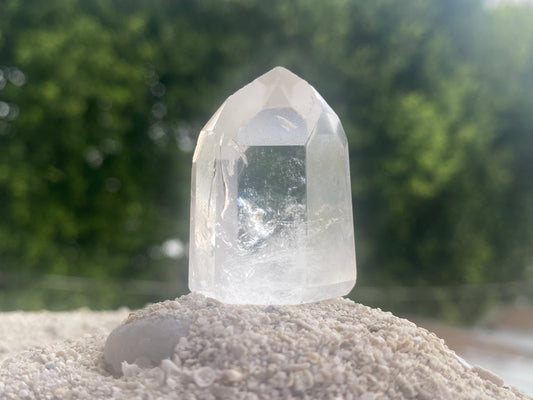 Brazilian Quartz Channeling Crystal Point with Rainbow Inclusions