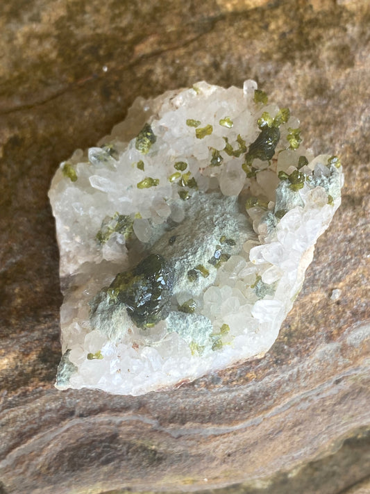 Quartz Cluster with Epidote for Physical Healing & Communication With Elemental Spirits