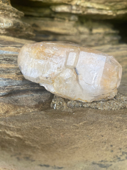 Golden Tabular Tibetan Quartz Master Warrior Crystal w/Digital Guidebook