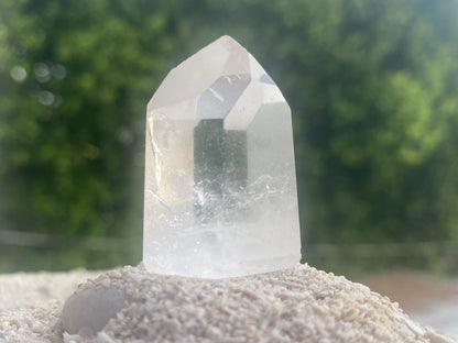 Brazilian Quartz Channeling Crystal Point with Rainbow Inclusions