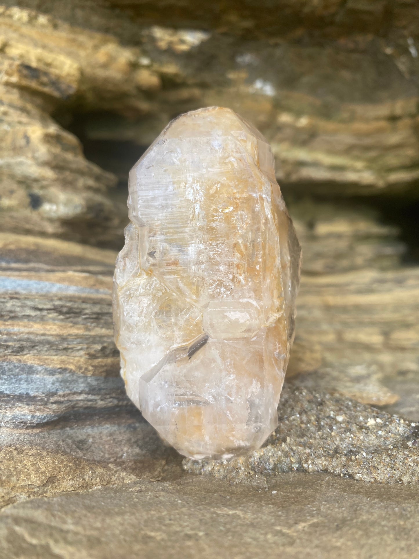 Golden Tabular Tibetan Quartz Master Warrior Crystal w/Digital Guidebook