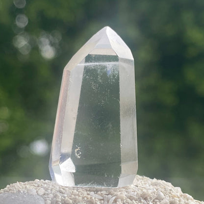 Brazilian Quartz Channeling Crystal Point with Mineral Inclusions