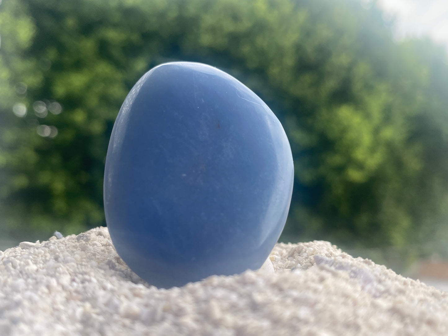 Angelite Palm Stone for Angelic Communication