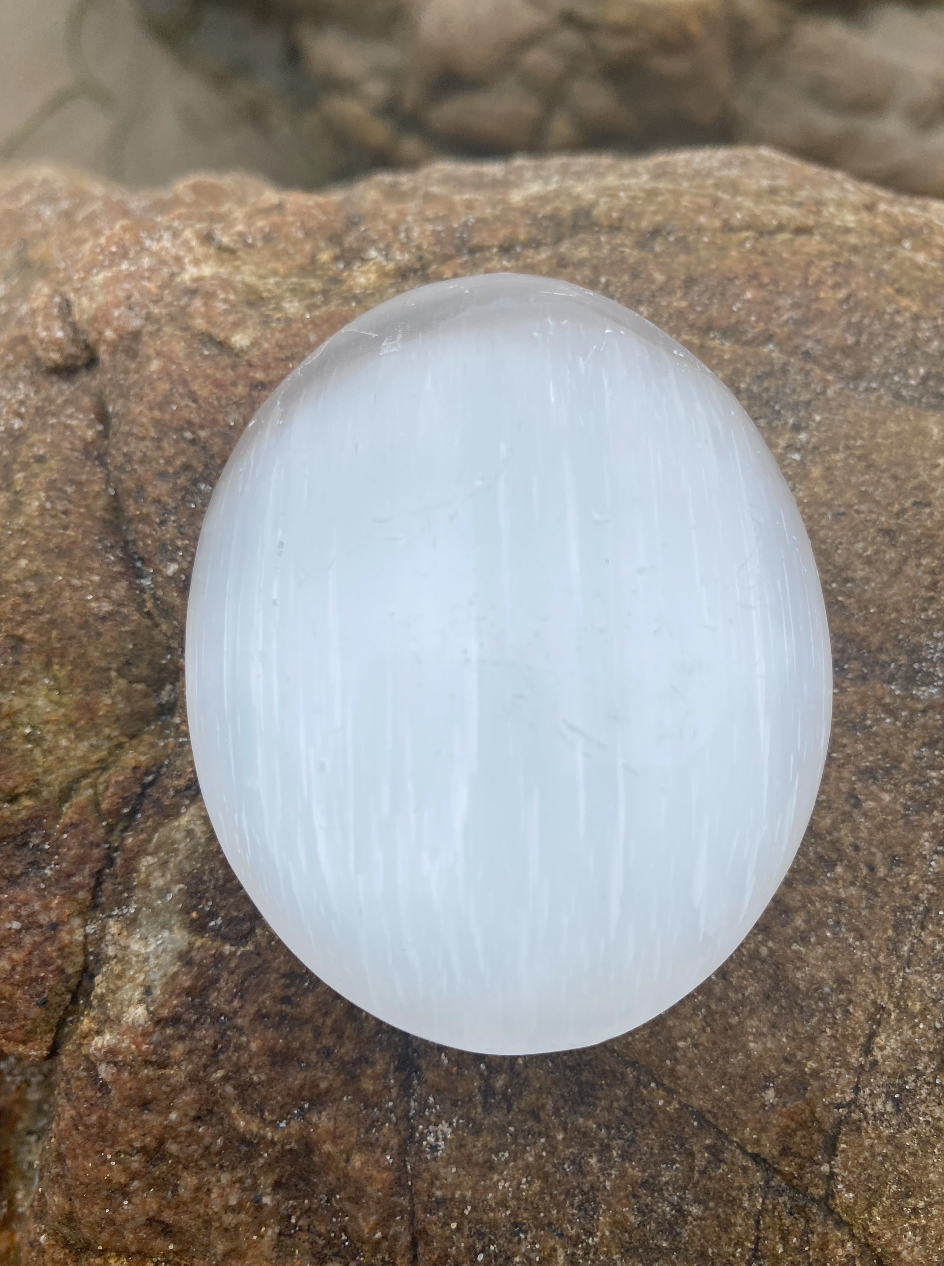 Selenite Crystal Palm Stone for Energy Healing Work & Spiritual Connection