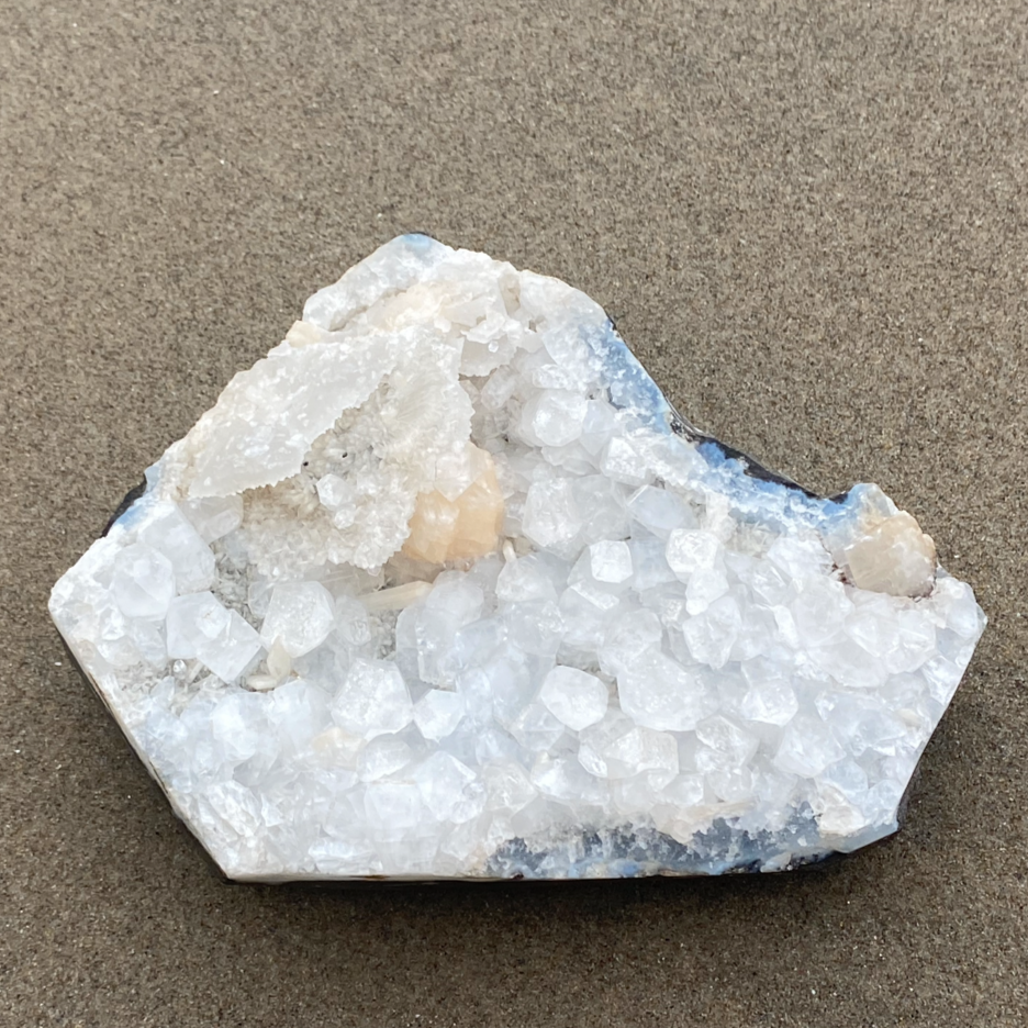 Apophyllite Geode with Stilbite