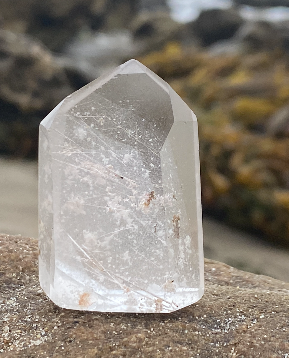 Rutilated Brazilian Quartz Channeling Crystal Point for Connecting with Elemental Spirits