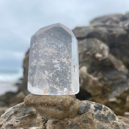 Rutilated Brazilian Quartz Crystal Point for Connecting with Elemental Spirits